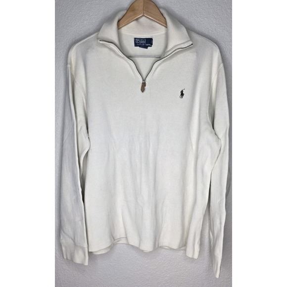 Polo Ralph Lauren Other - Polo Ralph Lauren Men XL Beige Cotton Knit 1/4 Zip Mock Neck Sweater Pullover